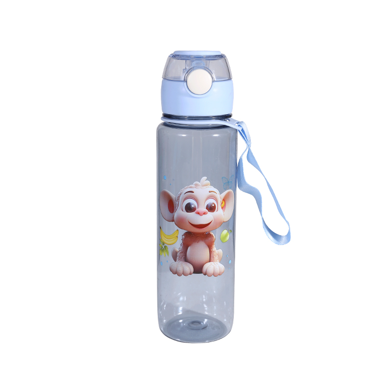 Plastic Cartoon Animal Pattern Bouncing Lid Water Bottle