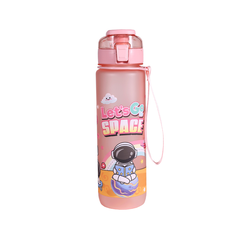 Plastic Cartoon Astronaut Pattern Children's Sports Water Bottle Cup