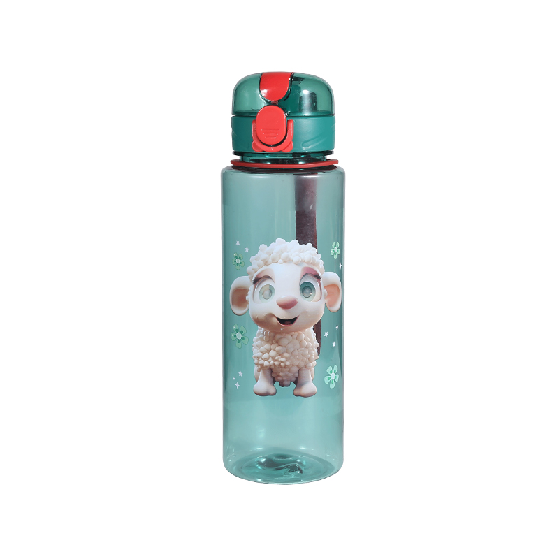 Plastic Cartoon Animal Pattern Bouncing Lid Water Bottle