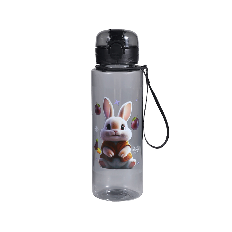 Plastic Cartoon Animal Pattern Bouncing Lid Water Bottle