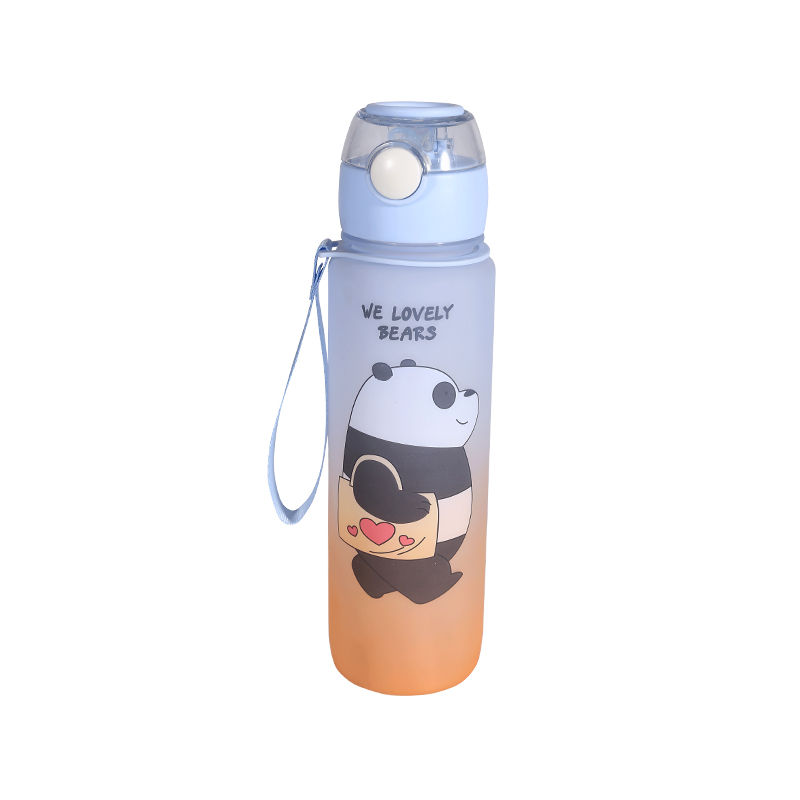 Frosted Cartoon Bear Pattern Water Bottle Set