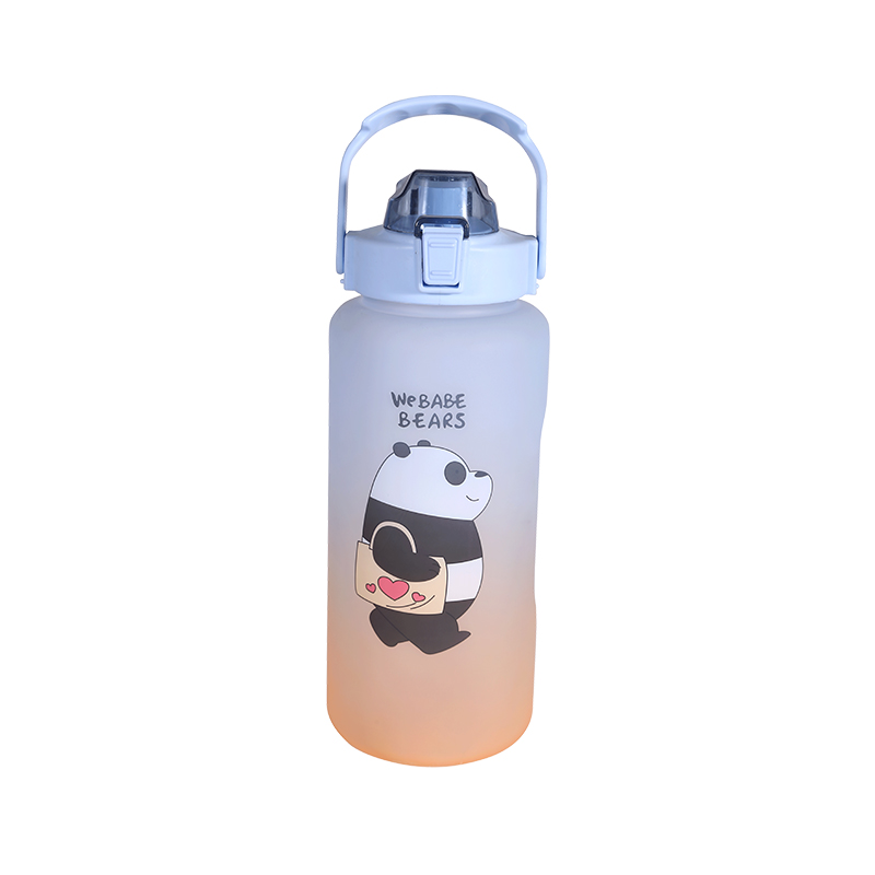 Frosted Cartoon Bear Pattern Water Bottle Set