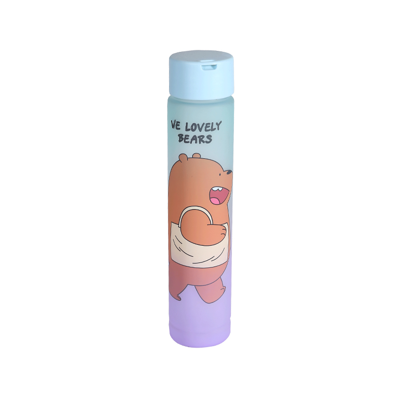 Frosted Cartoon Bear Pattern Water Bottle Set