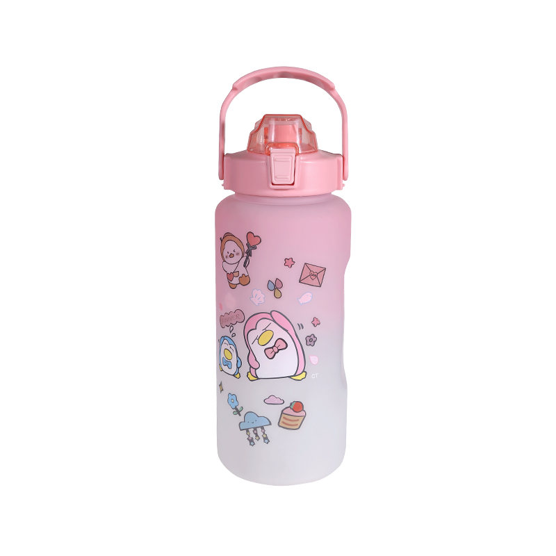 Frosted Cartoon Penguin Pattern Children'S Water Bottle Set