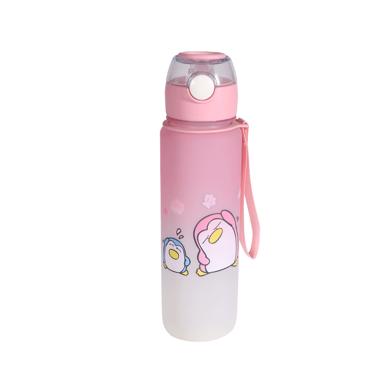 Frosted Cartoon Penguin Pattern Children'S Water Bottle Set