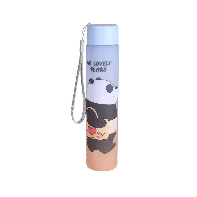 Frosted Cartoon Bear Pattern Water Bottle Set