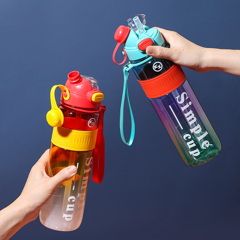 8084 Colorful Dual Drinking Twist Cap Sports Water Bottle