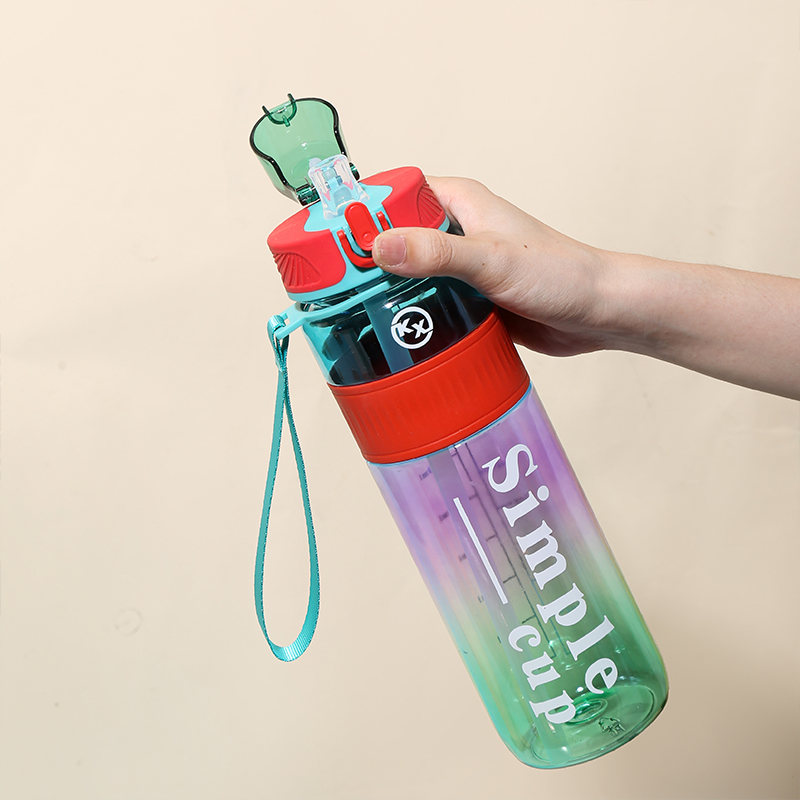 8082 Colorful Direct Drinking Straw Dual-Purpose Sports Water Bottle