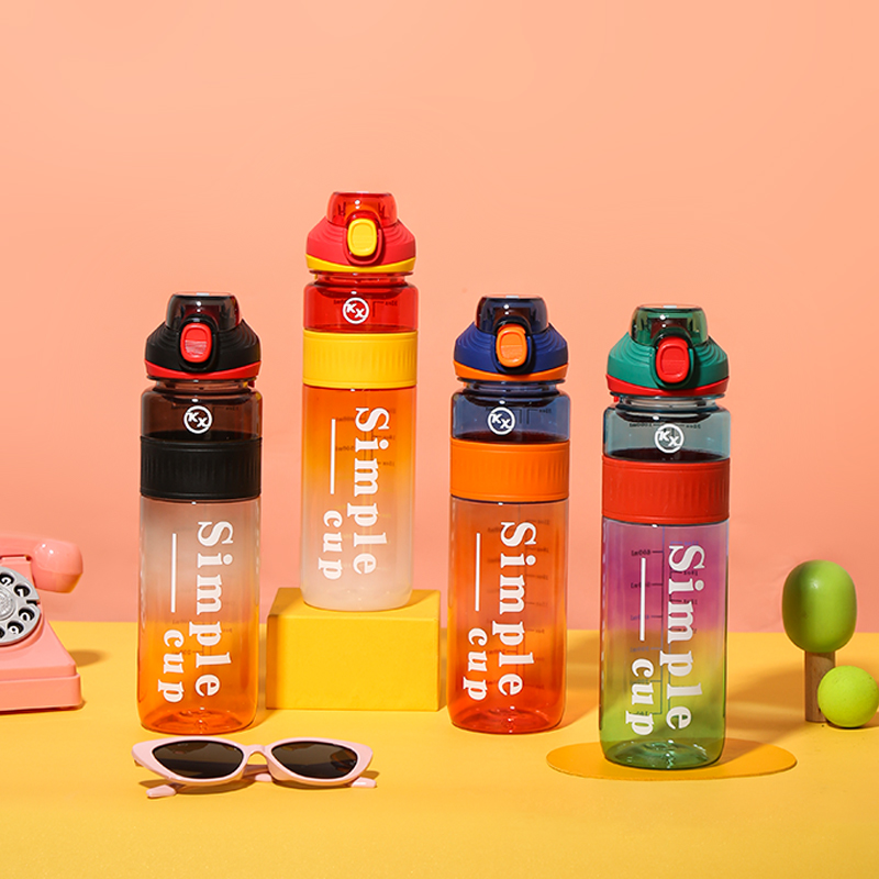 8075 Transparent Gradient Drinking Mouth Sports Water Bottle